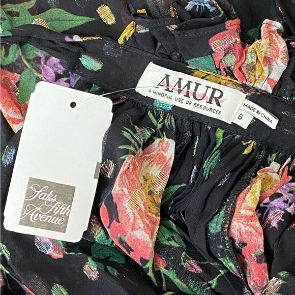 Amur Yael Sheer Pleated A-Line Dress size 6 - Picture 13 of 13